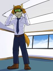 business_suit fox_boy furry fuzebox male_only malesub  solo tech_control visor
