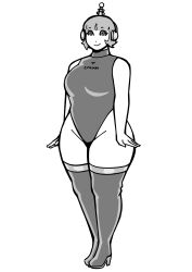  absurdres antenna bangs cdlum female_only fembot femsub greyscale happy_trance headphones high_heels latex original pear_(cdlum) robotization short_hair simple_background solo spiral_eyes spiralwash_eyes standing standing_at_attention straight-cut_bangs swimsuit tech_control thigh_boots thighhighs white_background 