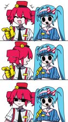  artist_request blue_hair drill_hair meme mesmerizer_(vocaloid) miku_hatsune red_hair simple_background tagme teto_kasane twintails vocaloid 