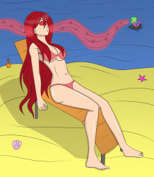  erza_scarlet fairy_tail femsub hy2300 hypnotic_music large_breasts long_hair mermaid red_eyes swimsuit 