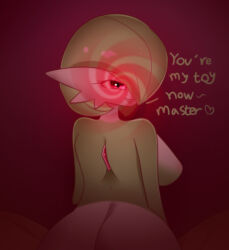  ass breasts female_only femdom gardevoir glowing glowing_eyes hypnotic_eyes looking_at_viewer looking_back manip nintendo pokemon pokemon_(creature) pov pov_sub red_eyes spiral suppas_(manipper) text turning_the_tables 