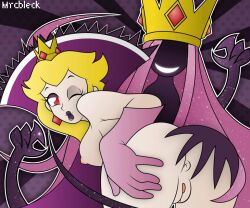 anus ass blonde_hair bottomless corruption crown earrings femdom femsub gloves jewelry long_hair mrcbleck multiple_girls nintendo no_eyes nude opera_gloves paper_mario paper_mario:_the_thousand_year_door possession princess princess_peach pussy red_eyes shadow_queen super_mario_bros. topless