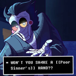  deltarune male_only maledom pov_sub ring_eyes sergeant_kitty smile spamton text 