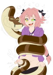  androgynous astolfo_(fate/grand_order) bestiality clothed_exposure coils cum disney drool erection fate/apocrypha fate_(series) femboy happy_trance kaa kaa_eyes male_only maledom malesub open_clothes open_mouth orgasm penis pink_hair plsgts prehensile_tail simple_background smile snake tailjob the_jungle_book trap trembling white_background 