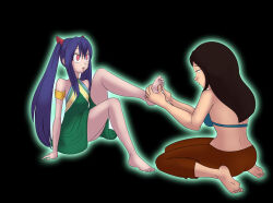  arm_bands barefoot black_background brown_hair cana_alberona dress empty_eyes fairy_tail feet female_only femsub foot_massage hair_ornament katsiika kneeling large_breasts long_hair massage multiple_girls multiple_subs open_mouth pants pink_eyes purple_hair simple_background sitting small_breasts twintails unusual_pupils wendy_marvell 