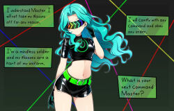 belt crop_top cx9000_(generator) dialogue latex navel sailor_moon_(series) sailor_neptune shorts speech_bubble splatoon sunglasses tech_control visor