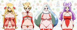  absurdres bikini black_eyes blonde_hair blue_eyes blush bow breasts brown_hair christmas cleavage cynthia earrings empty_eyes female_only femsub fingerless_gloves garter_belt gloves green_eyes hair_covering_one_eye happy_trance large_breasts leotard lingerie lipstick long_hair melony_(pokemon) micro_bikini milf miriam_(pokemon) multicolored_hair multiple_girls multiple_subs navel nintendo nipples one-piece_swimsuit open_mouth opera_gloves pink_lipstick pokemon pokemon_black_and_white pokemon_diamond_pearl_and_platinum pokemon_scarlet_and_violet pokemon_sword_and_shield ponytail professor_juniper purple_hair ribbon see-through shiny_skin short_hair standing standing_at_attention swimsuit thick_thighs thighhighs underwear very_long_hair white_hair yensh 