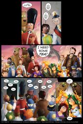    bear beard blonde_hair blue_eyes border brown_eyes brown_hair cat cheyenne_wright clothed comic dialogue english_text femsub girl_genius goggles green_eyes green_hair green_sclera grey_hair hat humor jewelry kaya_foglio long_hair malesub mass_hypnosis military_hat military_uniform multiple_boys multiple_girls multiple_subs necklace official open_mouth orange_hair phil_foglio psychic red_hair short_hair shrunken_irises signature sparkle speech_bubble surprised text unfocused_eyes 