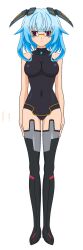 blue_hair boots breasts empty_eyes expressionless femsub infinite_stratos jimryu kanzashi_sarashiki large_breasts latex mewxxxx1_(manipper) short_hair standing standing_at_attention tech_control