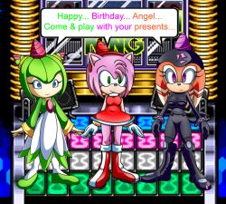 amy_rose blue_eyes corescorner cosmo_the_seedrian echidna_girl empty_eyes female_only femsub furry green_eyes green_hair happy_trance hedgehog_girl hypnotic_accessory long_hair monster_girl multiple_girls multiple_subs orange_hair pink_hair plant_girl purple_eyes shade_the_echidna short_hair smile sonic_the_hedgehog_(series) standing standing_at_attention text