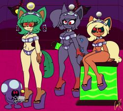 antenna bikini femsub freya_(shyker) furry high_heels lydia_(shyker) mario_&amp;_luigi_(series) mimi_(shyker) pokemon shroob soropin swirly_eyes tech_control