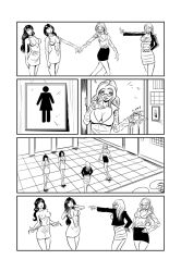 black_hair breasts cleavage comic earrings empty_eyes expressionless female_only femdom femsub glasses greyscale jewelry large_breasts long_hair monochrome open_clothes original possession shono shrunken_irises standing standing_at_attention traditional undressing