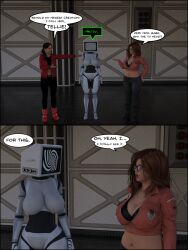  3d comic dialogue female_only fembot femsub hypnotic_screen original peg_(theheckle) preview robot spiral spiral_eyes symbol_in_eyes tanya_(theheckle) tech_control tellie_(theheckle) text theheckle 