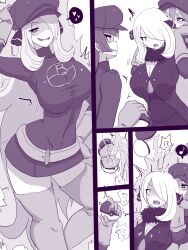  before_and_after breasts cleavage comic corruption cynthia empty_eyes enemy_conversion female_only femdom femsub greyscale happy_trance hat heart large_breasts long_hair nintendo pokeball pokemon pokemon_black_and_white_2 pokemon_diamond_pearl_and_platinum pokemon_firered_and_leafgreen reia rosa_(pokemon) sabrina team_rocket thighhighs transformation 