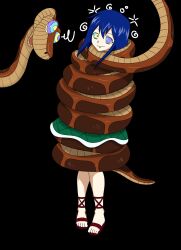  alternate_hairstyle black_background blue_hair coils crossover disney fairy_tail femsub happy_trance hypnotic_eyes kaa kaa_eyes long_hair maledom pandroso restrained sandals simple_background smile snake spiral symbol the_jungle_book wendy_marvell 