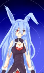 blue_hair breasts bunny_girl empty_eyes femsub juuzou kurousagi large_breasts long_hair open_mouth problem_children_are_coming_from_another_world_aren&#039;t_they? red_eyes
