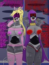  alternate_costume aware bimbofication blonde_hair doll_(murder_drones) humiliation inverted_nipples lizzy_(murder_drones) murder_drones nipple_piercing nipples purple_hair pussy pussy_juice robot robot_girl spiral_eyes tcross text thought_bubble vibrator 