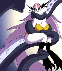 bird_girl cleavage demon_girl happy_trance helluva_boss large_breasts octopus poparc_nsfw stella_(helluva_boss) tentacles underwear