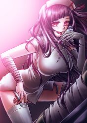  bandage breasts clothed corruption dangan_ronpa dangan_ronpa_3 female_only femsub mikan_tsumiki nanakimo needle nurse solo super_dangan_ronpa_2 tagme 