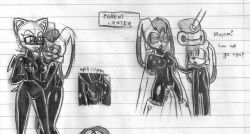 10eleven bat_girl bat_wings bodysuit bondage bunny_girl cream_the_rabbit femsub furry greyscale incest latex monochrome mother_and_daughter rouge_the_bat sketch sonic_the_hedgehog_(series) spiral_eyes symbol_in_eyes tech_control text traditional vanilla_the_rabbit visor