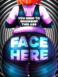 ass ass_focus ass_worship clothed hypnotic_ass manip meguminx_(captioner) my_hero_academia ochaco_uraraka orange_hair pentakky pov_sub spiral spiral_background text