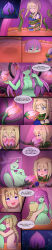  alice_(sword_art_online) artist_request before_and_after blonde_hair blush bottomless braid breast_sucking breasts comic dialogue female_only femdom femsub green_skin heart_eyes honey hypnotic_drink kissing large_hips lazzysin multiple_girls nectar nipples nude pink_hair plant_girl restrained sword_art_online symbol_in_eyes text topless undressing vines yuri 