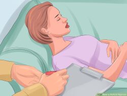 breasts brown_hair closed_eyes clothed couch femsub large_breasts lying maledom short_hair therapist wikihow