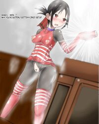 alternate_costume black_hair blush censored empty_eyes femsub kaguya-sama_love_is_war kaguya_shinomiya kasai-ya nipples red_eyes text