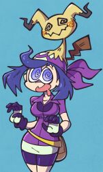  alternate_color_scheme alternate_costume alternate_hair_color blush breasts corruption drool female_only happy_trance hat hex_maniac hexification large_breasts may mimikyu nintendo pokemon pokemon_(creature) pokemon_ruby_sapphire_and_emerald purple_eyes purple_hair shenanimation spiral_eyes symbol_in_eyes transformation 