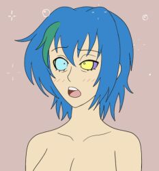  animated animated_gif blue_hair blush bottomless female_only femsub high_school_dxd kaa_eyes nude open_mouth plsgts short_hair solo topless xenovia_quarta 