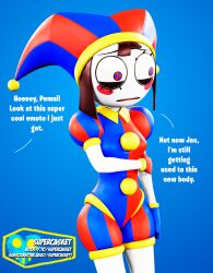  3d brown_hair clown_girl fortnite pomni supercasket text the_amazing_digital_circus 