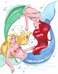 ariel blonde_hair breasts disney empty_eyes femdom femsub fish_girl long_hair mermaid pendulum red_hair suechan the_little_mermaid underwater
