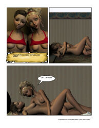  3d ass_grab blonde_hair breasts brown_hair cheerleader clothed comic dazed earrings english_text female_only femsub headband hypnotic_light hypnovideo jewelry kissing lipstick multiple_girls multiple_subs nipples sex short_hair speech_bubble tank_top tech_control text yuri 