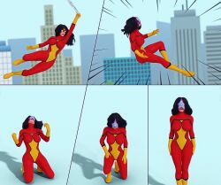  3d absurdres black_hair femsub marvel_comics op-tron spider-woman starro super_hero western 