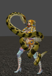 3d aphrodite_(smite) blonde_hair breasts coils enducer51 femsub hypnotic_eyes large_breasts open_mouth smite snake