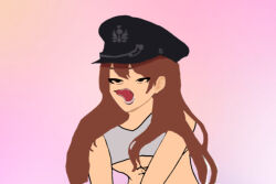 2d 2d_(artwork) abs asian asian_female bra corruption eyes_rolling_back genesis_yamamoto hat long_hair oc orange_hair original parasite red_eyes