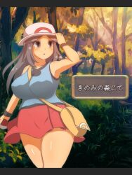  brown_hair leaf_(pokemon) long_hair nintendo oekakiaim pokemon pokemon_firered_and_leafgreen text translated 