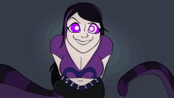  animated animated_eyes_only animated_gif cleavage colorrings femdom kaa_eyes leaning_forward naga_girl pov pov_sub purple_hair 