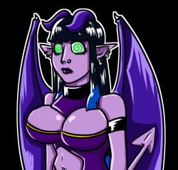  black_hair demon_girl expressionless femsub lilac_(zombifier) original purple_skin spiral_eyes succubus zombifier 