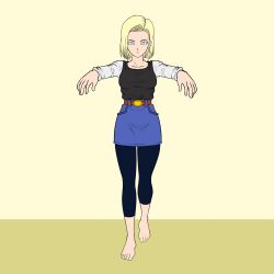  android_18 barefoot blonde_hair dragon_ball dragon_ball_z empty_eyes expressionless feet femsub hypnotized_walking katsiika short_hair zombie_walk 