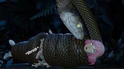  3d asphyxiation coils dazed eh femboy forked_tongue hypnotic_eyes kaa_eyes male_only malesub night open_mouth original penis restrained snake surprised 