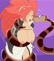  baiken breasts breasts_outside coils disney exposed_chest femsub guilty_gear hypnotic_eyes kaa kaa_eyes large_breasts long_hair maledom nipples one_eye_open open_clothes plsgts ponytail red_hair scar snake the_jungle_book 
