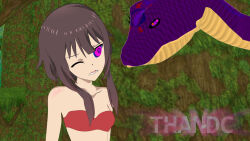  3d brown_hair femsub hypnotic_eyes kono_subarashii_sekai_ni_shukufuku_wo! megumin_(konosuba) short_hair snake thandc 