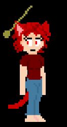  animated animated_gif breasts empty_eyes female_only femsub monster_girl pendulum pixel_art red_hair short_hair 