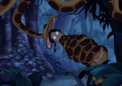 aged_up barefoot coils disney feet happy_trance jungle kaa kaa_eyes night open_mouth shanti smile spiral_eyes the_jungle_book