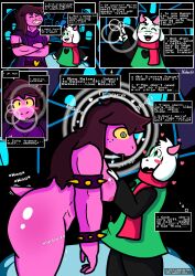  accidental_hypnosis breast_grab comic deltarune dialogue drool erection_under_clothes expressionless femsub furry gameplay_mechanics glasses goat_boy happy_trance kilroylucy18 leaning_forward lizard_girl love maledom nude pussy ralsei slouching spiral_eyes susie_(deltarune) tomboy 