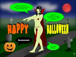 barefoot cape collar femsub green_skin halloween loincloth nabs001 navel pasties tattoo text zombie zombie_walk