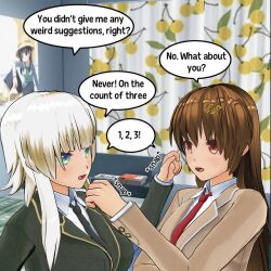 blonde_hair brown_hair female_only finger_snap randomnature tagme text trigger