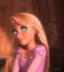  3d animated blonde_hair dazed dress female_only femsub happy_trance hypnospirals_(manipper) kaa_eyes long_hair manip open_mouth rapunzel symbol_in_eyes tangled video 