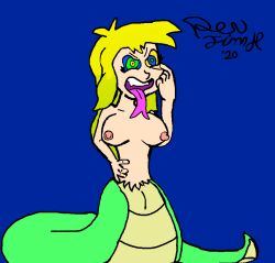 bottomless breasts female_only femdom kaa_eyes large_breasts long_hair monster_girl naga_girl nude open_mouth original rulala_(bombertim) snake snake_girl tongue tongue_out topless
